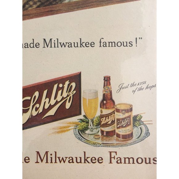 1947 Schlitz Beer Bottle "No Wonder It Made Milwaukee Famous!" Vintage Print Ad - Picture 4 of 4